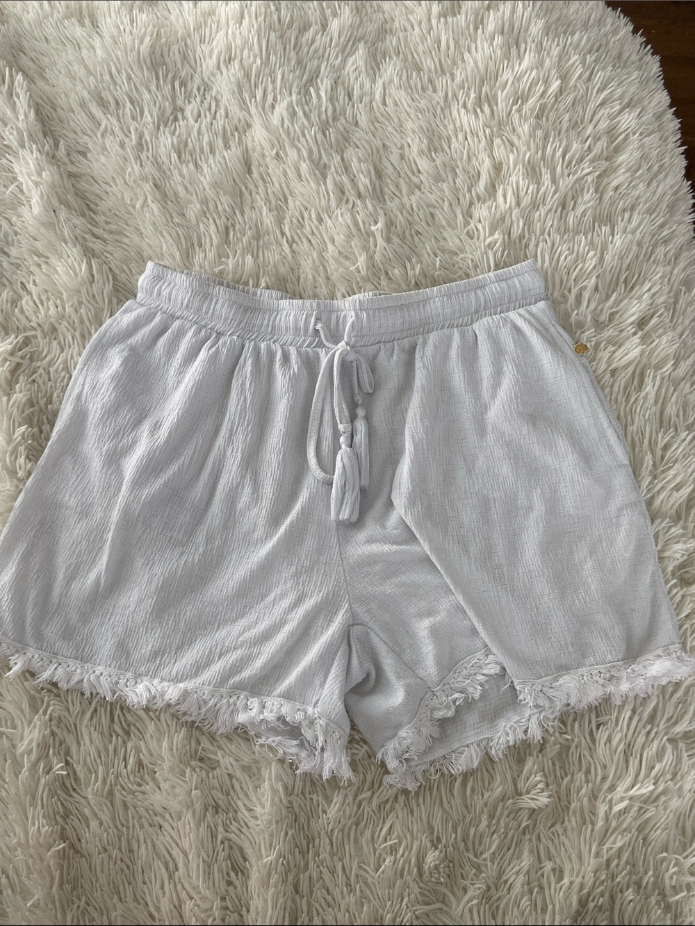 La Vie En Rose White Lightweight Lounge Shorts